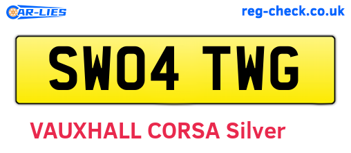 SW04TWG are the vehicle registration plates.