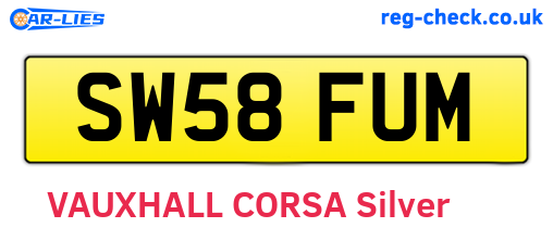 SW58FUM are the vehicle registration plates.