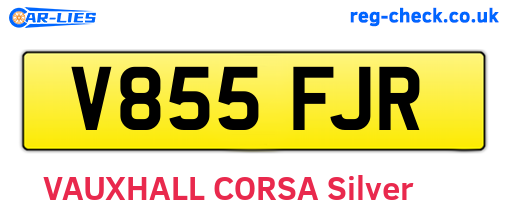 V855FJR are the vehicle registration plates.