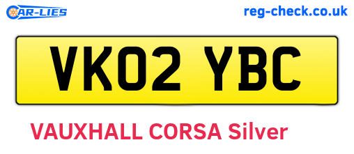 VK02YBC are the vehicle registration plates.