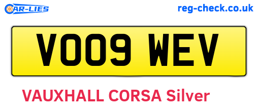 VO09WEV are the vehicle registration plates.