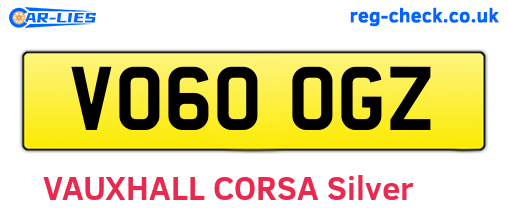VO60OGZ are the vehicle registration plates.