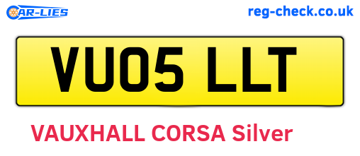 VU05LLT are the vehicle registration plates.