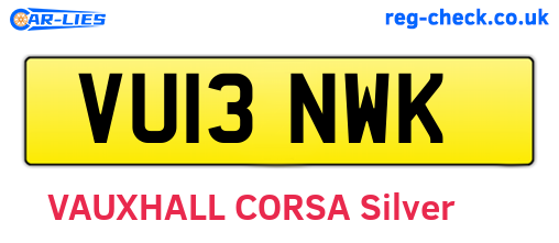 VU13NWK are the vehicle registration plates.