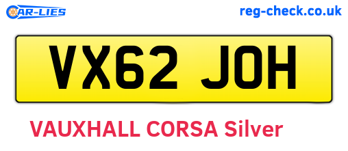 VX62JOH are the vehicle registration plates.
