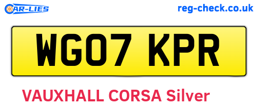 WG07KPR are the vehicle registration plates.
