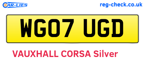 WG07UGD are the vehicle registration plates.