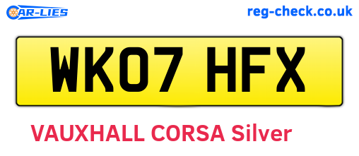 WK07HFX are the vehicle registration plates.