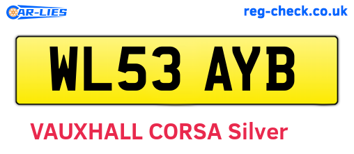 WL53AYB are the vehicle registration plates.