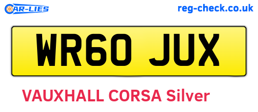 WR60JUX are the vehicle registration plates.