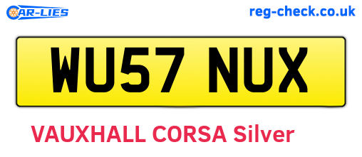 WU57NUX are the vehicle registration plates.