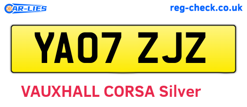 YA07ZJZ are the vehicle registration plates.