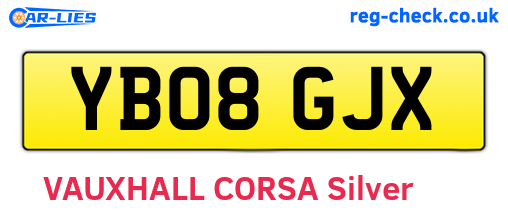 YB08GJX are the vehicle registration plates.