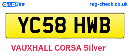 YC58HWB are the vehicle registration plates.