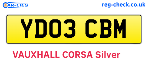 YD03CBM are the vehicle registration plates.