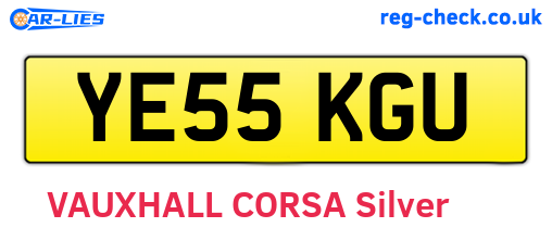 YE55KGU are the vehicle registration plates.