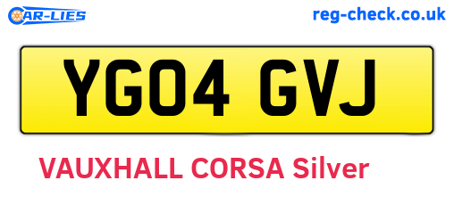 YG04GVJ are the vehicle registration plates.