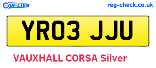 YR03JJU are the vehicle registration plates.