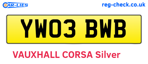 YW03BWB are the vehicle registration plates.