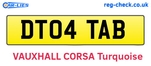 DT04TAB are the vehicle registration plates.