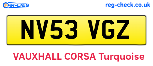 NV53VGZ are the vehicle registration plates.