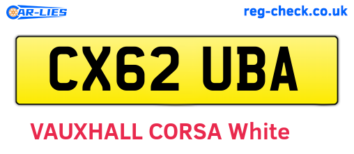 CX62UBA are the vehicle registration plates.