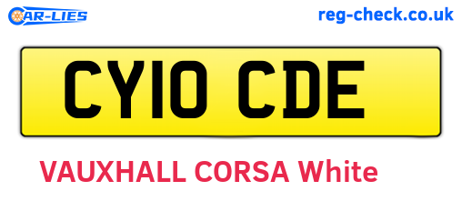 CY10CDE are the vehicle registration plates.