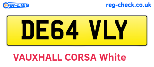 DE64VLY are the vehicle registration plates.
