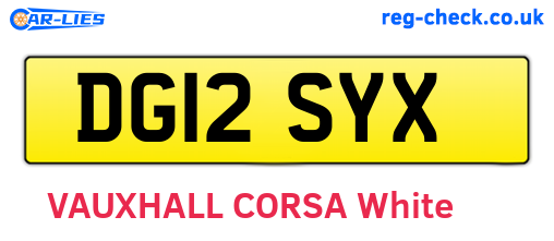 DG12SYX are the vehicle registration plates.