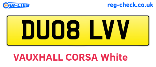 DU08LVV are the vehicle registration plates.