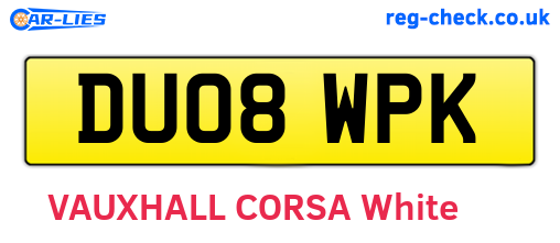 DU08WPK are the vehicle registration plates.