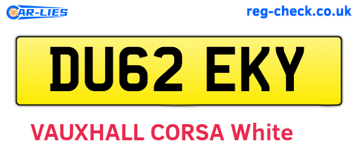 DU62EKY are the vehicle registration plates.