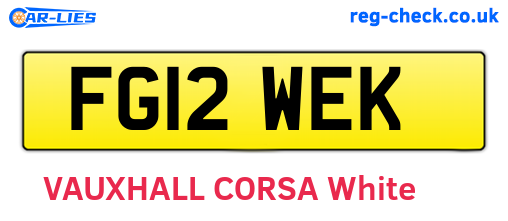FG12WEK are the vehicle registration plates.