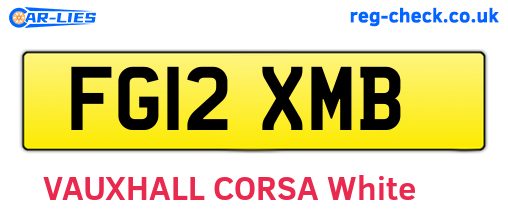 FG12XMB are the vehicle registration plates.