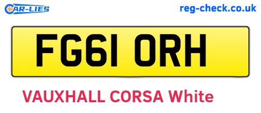 FG61ORH are the vehicle registration plates.