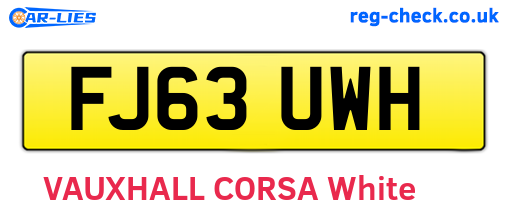 FJ63UWH are the vehicle registration plates.