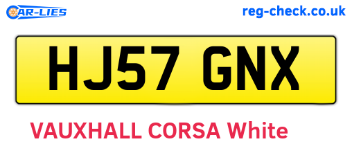 HJ57GNX are the vehicle registration plates.