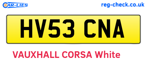 HV53CNA are the vehicle registration plates.