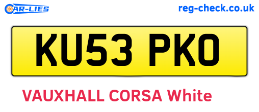 KU53PKO are the vehicle registration plates.