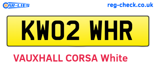 KW02WHR are the vehicle registration plates.