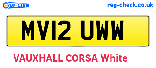 MV12UWW are the vehicle registration plates.