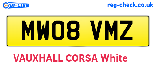 MW08VMZ are the vehicle registration plates.