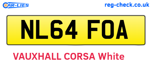 NL64FOA are the vehicle registration plates.