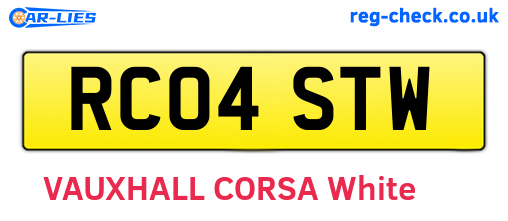 RC04STW are the vehicle registration plates.
