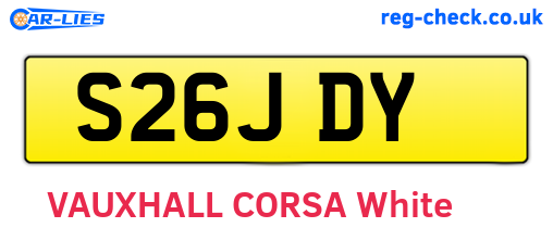 S26JDY are the vehicle registration plates.