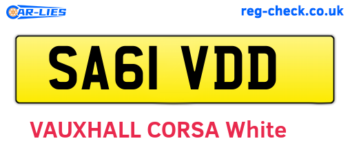 SA61VDD are the vehicle registration plates.