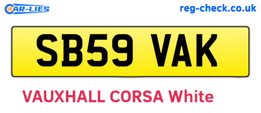 SB59VAK are the vehicle registration plates.