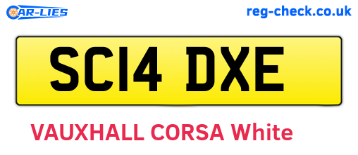 SC14DXE are the vehicle registration plates.