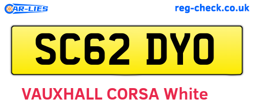 SC62DYO are the vehicle registration plates.