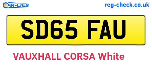 SD65FAU are the vehicle registration plates.
